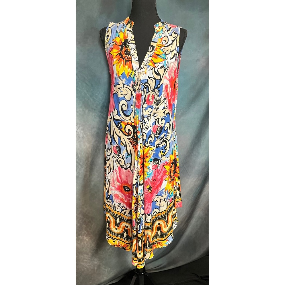 Seven Islands New York‎ Sleeveless Floral Dress Colorful Bohemian Size Small
